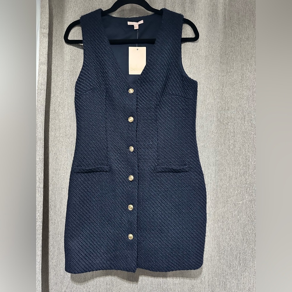 BeBop Blue Sleeveless V-Neck Sheath Mini Dress